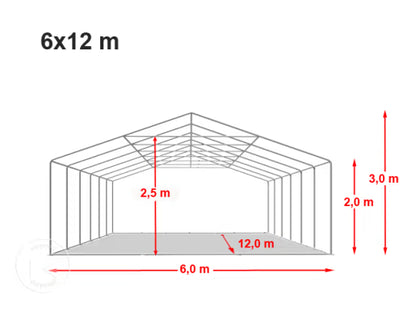 Veranstaltungszelt 6 x 12 m, PVC 750